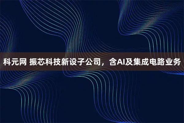 科元网 振芯科技新设子公司，含AI及集成电路业务